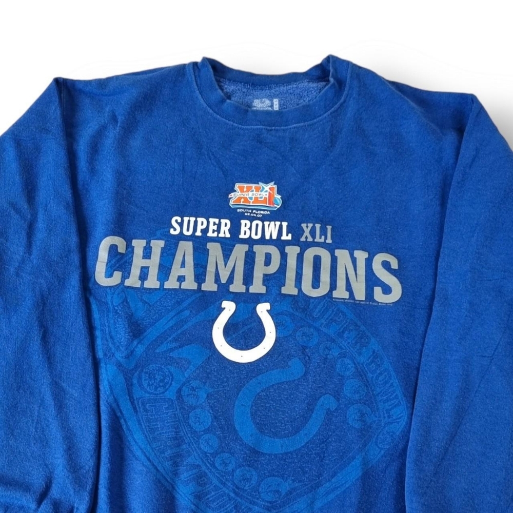 Colts Super Bowl XLI South Florida NFL Blue Sweatshirt Men Sweater Size Medium - Picture 1 of 6